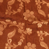 Rust Brown Copper Zari Floral Jaal Pure Silk Banarasi Saree With Heavy Woven Border