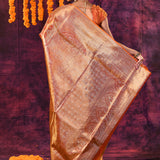 Rust Orange With Gold Floral Zari Checks Weave Kanjivaram Silk Saree