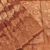 Deep Maroon Copper Zari Floral Jaal Pure Silk Banarasi Saree With Shikargah Motifs And Heavy Woven Border