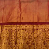 Silver-Grey Kanjivaram Silk Saree With Maroon-Gold Zari Pallu