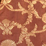 Deep Maroon Copper Zari Floral Jaal Pure Silk Banarasi Saree With Shikargah Motifs And Heavy Woven Border