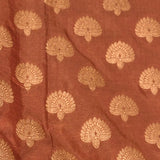 Brick Brown Copper Zari Floral Butti Pure Silk Banarasi Saree With Heavy Woven Border
