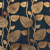 Deep Blue Gold Zari Floral Jaal Pure Silk Banarasi Saree With Heavy Woven Border