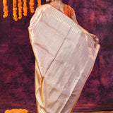 Champagne Gold With Striped Zari Weave Kanjivaram Tissue Saree