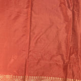 Rust Copper Zari Floral Butti Pure Silk Banarasi Saree With Heavy Woven Border