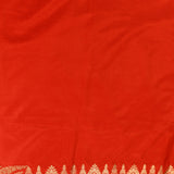 Red Gold Zari Floral Butti Pure Silk Banarasi Saree With Contrast Gold Pallu And Scallop Border