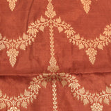 Rust Brown Copper Zari Floral Jaal Pure Silk Banarasi Saree With Heavy Woven Border