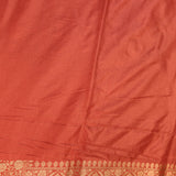 Dusty Rose Copper Zari Floral Butti Pure Silk Banarasi Saree With Heavy Woven Border