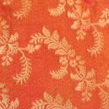 Coral Pink Gold Zari Floral Jaal Pure Silk Banarasi Saree With Heavy Woven Border