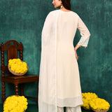 Off-White Tissue Silk Floral Embroidered Kurta Set