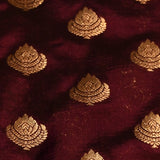 Deep Maroon Gold Zari Floral Butti Pure Silk Banarasi Saree With Heavy Woven Border