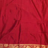Deep Red Gold Zari Floral Jaal Pure Silk Banarasi Saree With Contrast Gold Pallu And Chevron Border