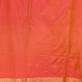 Salmon Orange Gold Zari Floral Jaal Pure Silk Banarasi Saree With Heavy Woven Border