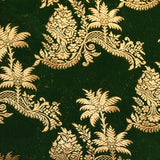 Bottle Green Copper Zari Floral Jaal Pure Silk Banarasi Saree With Heavy Woven Border