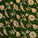 Bottle Green And Red Gold Zari Floral Butti Pure Silk Banarasi Saree With Contrast Red Pallu