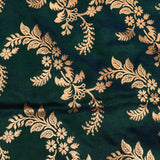 Teal Green Gold Zari Floral Jaal Pure Silk Banarasi Saree With Heavy Woven Border