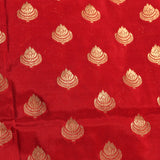 Bright Red Gold Zari Floral Butti Pure Silk Banarasi Saree With Heavy Woven Border