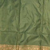 Moss Green Copper Zari Floral Butti Pure Silk Banarasi Saree With Heavy Woven Border