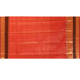 Crimson Red With Gold Zari Border And Checks Kanchipuram Silk Saree
