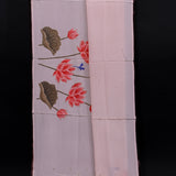 Blush Pink Kanjivaram Saree With Hand-Painted Lotus Motifs And Gold Stone Work