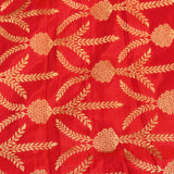 Bright Red Gold Zari Floral Butti Pure Silk Banarasi Saree With Heavy Woven Border