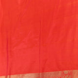 Ivory And Red Gold Zari Floral Jaal Pure Silk Banarasi Saree With Contrast Red Pallu