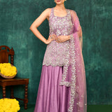 Vintage Pink Dupion Silk Embroidered Sharara Set