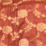 Rust Brown Copper Zari Floral Jaal Pure Silk Banarasi Saree With Heavy Woven Border