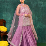 Vintage Pink Dupion Silk Embroidered Sharara Set