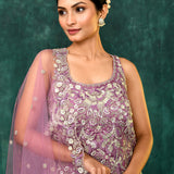 Vintage Pink Dupion Silk Embroidered Sharara Set