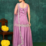 Vintage Pink Dupion Silk Embroidered Sharara Set