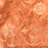 Peach Gold Zari Floral Jaal Pure Silk Banarasi Saree With Heavy Woven Border