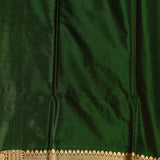 Bottle Green Copper Zari Floral Jaal Pure Silk Banarasi Saree With Heavy Woven Border