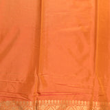 Mango Orange Gold Zari Floral Butti Pure Silk Banarasi Saree With Heavy Woven Border