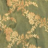 Moss Green Copper Zari Floral Jaal Pure Silk Banarasi Saree With Heavy Woven Border