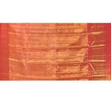 Silver And Gold Chevron Weave Zari Woven With Red Pallu Kanjivaram Saree