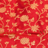 Red Gold Zari Floral Jaal Pure Silk Banarasi Saree With Contrast Gold Pallu And Heavy Woven Border
