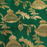 Emerald Green Gold Zari Paisley Butti Pure Silk Banarasi Saree With Heavy Woven Border