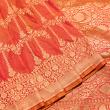 Rust Orange Gold Zari All Over Floral Jaal Pure Silk Banarasi Saree With Heavy Zari Border