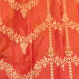 Rust Orange Gold Zari All Over Floral Jaal Pure Silk Banarasi Saree With Heavy Zari Border
