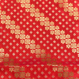Red Gold Zari All Over Checks Floral Jaal Pure Silk Bridal Banarasi Saree With Heavy Zari Border