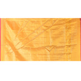Golden Yellow With Pink Border & Floral Zari Weave Kanjivaram Silk Saree