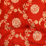 Red Gold Zari All Over Floral Jaal Pure Silk Bridal Banarasi Saree With Heavy Paisley Zari Border