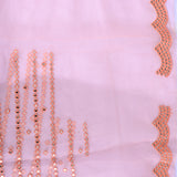 Pink Kanjivaram Saree With Pichwai Cow Motif Appliqué And Mirror Zigzag Border