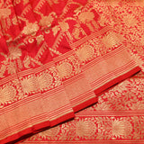 Red Gold Zari Floral Butti Pure Silk Banarasi Saree With Heavy Woven Border