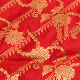 Red Gold Zari Floral Butti Pure Silk Banarasi Saree With Heavy Woven Border