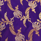 Royal Purple Gold Zari All Over Floral Jaal Pure Silk Banarasi Saree With Heavy Zari Border