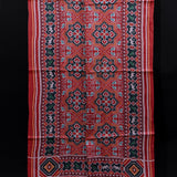 Red Silk Cotton Patola Inspired Printed Saree With Multicolour Geometric Floral & Elephant Border