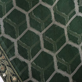 Deep Bottle Green Georgette Designer Saree With Gold Zari Honeycomb Jaal & Embroidered Border