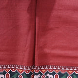 Red Silk Cotton Patola Inspired Printed Saree With Multicolour Geometric Floral & Elephant Border